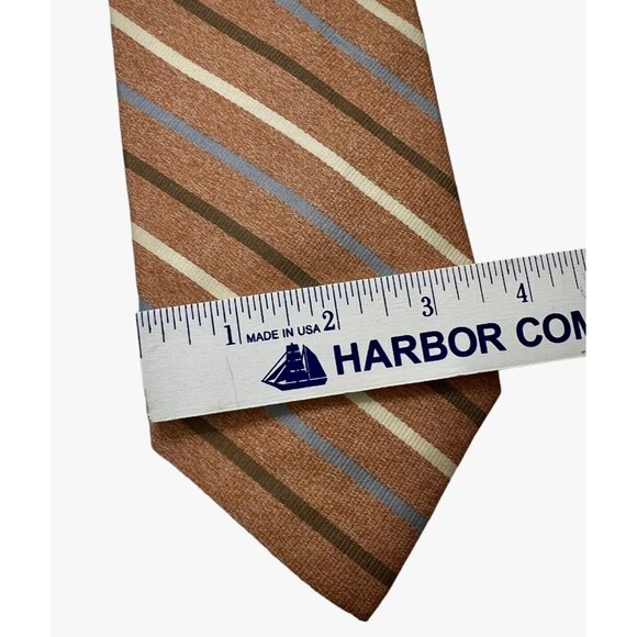 Paul Frederick 57” Repp Tie 100% Italian Silk Hand Tailored In USA Orange Brown - Picture 4 of 7